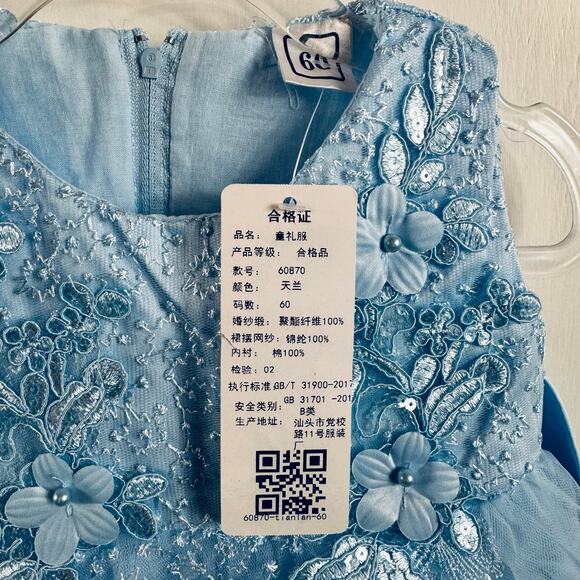 Blue Baby Ball Gown Flower Lace Tulle Dress 6–9M NWT - Picture 7 of 10